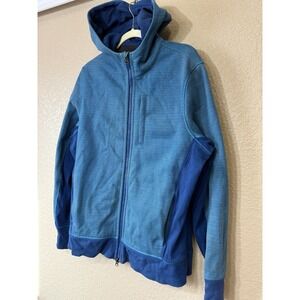 Mens LULULEMON Blue Striped Full Zip Hoodie Hoody Sweater Jacket XL